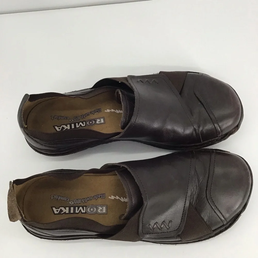 Romika Women’s Mary Jane Leather Flat Loafers Casual Career Brown Size 37